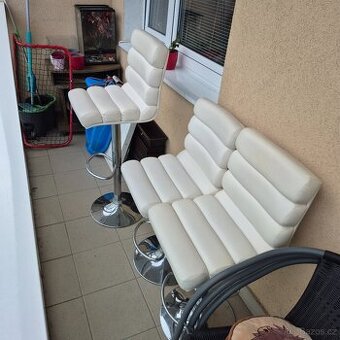 Bílé kožené barové židle barovky - 3