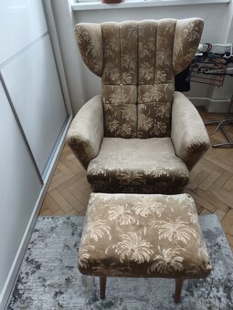 Retro křeslo s opěradlem na nohy - 3