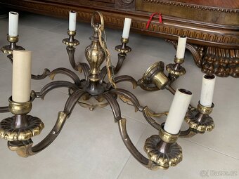 Masivní historický lustr – mosaz - 3