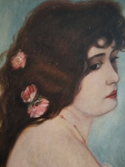 obraz DÁMA, PORTRÉT, olej na kartonu, kopie Ženíšek - 3