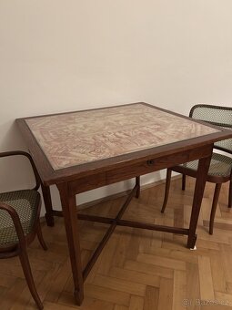 Starožitný dřevěný karetní / jídelní stůl - 3