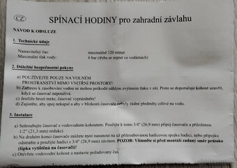 Spínací hodiny pro zahradní závlahu - 3