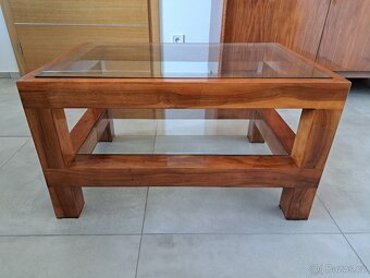 Konferenční stolek masiv sklo - 3