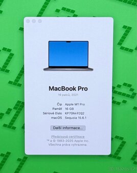 MacBook Pro 16” 2021 /16GB RAM/512GB SSD/Záruka - 3