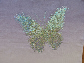 Zateplená mikina s flitrovým motýlem zn. Takko 128-134 NOVÁ - 3