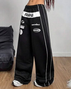 NOVÉ DÁMSKÉ ČERNÉ TEPLÁKY S POTISKEM vel.XS/34 - 3