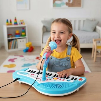 Piano/keyboard/37 kláves–hračka s mikrofonem pro děti - 3