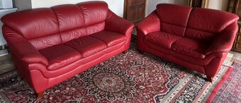 Červená kožená sedací souprav 3+2+1, 5273 - 3