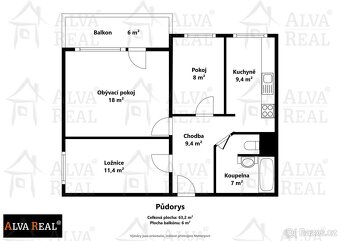 Prodej bytu v OV 3+1 60,32 m² + balkón 5 m² + sklep 2 m² ... - 3