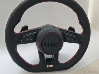 AUDI KOŽENÝ EXCLUSIVE ČERVENA NIT VOLANT + AIRBAG + F1 PADLA - 3