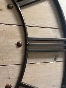 Hodiny dřevo kov, průměr 90 cm - 3
