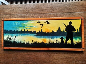 obraz myslivecký malovaný 50x20x1,5 cm - 3