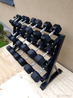 jednoručky činky - HEXA - sada 275kg + STOJAN - 3