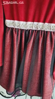 Dětské dívčí šaty vínové slavnostní vel.134-140 - 3