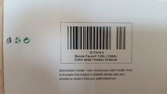 Škoda Favorit Celní stráž Limit 54ks Abrex/Seven 1:43 - 3