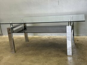 Konferenční stolek, chrom/sklo, FABER - 3
