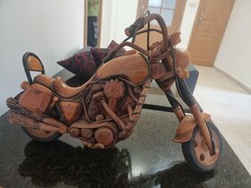 Velká dřevěná dekorace motorka - 3