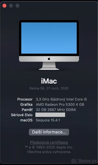 Apple iMac 27” 5K (2020) 32GB RAM, 1TB SSD, perfektní stav - 3
