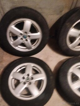 4ks alu disky orig Škoda 5x100 r15 + pneu 195/65 5mm - 3