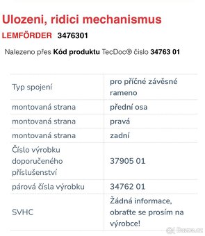 Škoda, VW, Seat, Audi - 2ks uložení ramene - 3