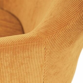 Křeslo houpací potažené žlutou a šedou manšestrovou tkaninou - 3