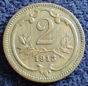 2 haléře 1912,1913,1914,1915 b.zn. F.J.I. R-U
- 3