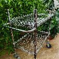 Pojízdný drátěný stolový vozík 2 koše dxšxv 760x460x1025 mm - 3