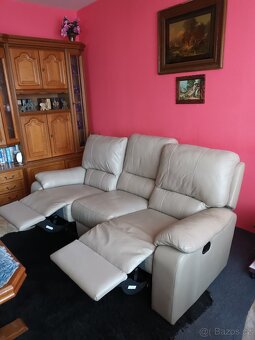Sedací souprava - polohovací z pravé kůže - 3