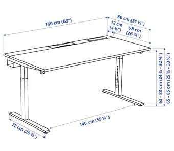 Mittzon psací stůl černý polohovací 160x80cm - 3