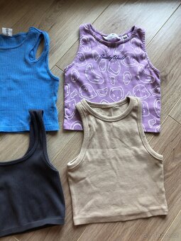 Nátělníky/tílka crop top, velikost 140/146 - 3