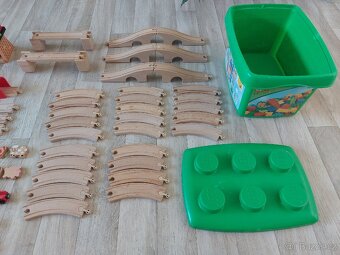 Dřevěné vláčky, domeček, mosty, koleje, jako Ikea Lillabo - 3