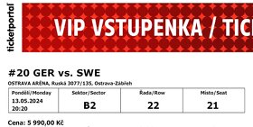 VIP Vstupenky na HOKEJOVÝ zápas GER vs. SWE 13.5.2024 - 3