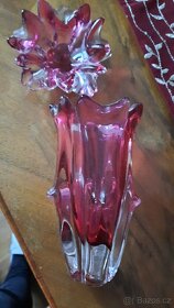 Hutní sklo váza a popelník - 3