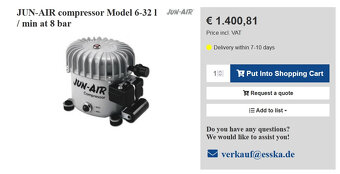 Prodám vzduchový kompresor Jun Air model 6 - 3