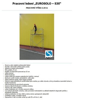 Pracovní věž / lešení Eurosolo-S30 (pojízdné) - NOVÉ - 3