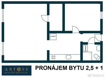 Pronájem bytu 2,5+1, Brno-město, ul. Vodní / Hybešova, UP 54 - 3
