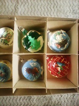 Retro skleněné vánoční ozdoby s vlepem  7 - 3
