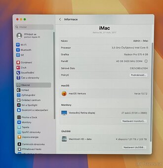 iMac 27” 5K 2017 CTO /40GB RAM/Intel i5/1TB SSD/ Záruka - 3