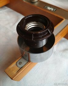 Retro lustr Elektroinstala 70. léta-chrom, dřevo,sklo - 3