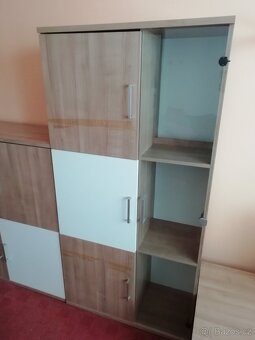 Stěna do obýváku dekor dub-bílá včetně TV - 3