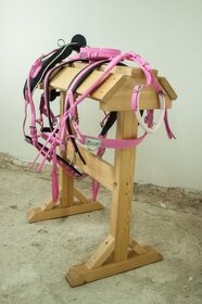 Poprsný nylonový postroj pre koňa ružový FULL - 3