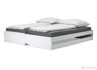 Postel rozkládací multifunkce bílá včetně matrací a roštů - 3