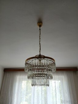 Křišťálový lustr, broušený, retro, 70. léta - 3