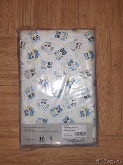 Nové dětské povlečení do postýlky, modré sovičky - 3