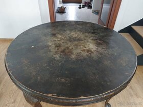 Starožitný kulatý-rozkládací stůl + židle - 3