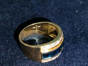 Cca 100 letny zlaty damsky prsten Diamanty a safiry - 3