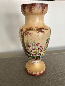 Skleněná secesní malovaná váza. - 3