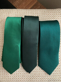Pánská kravata, uzká, zelená - 3