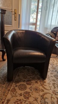 Křeslo kožené černé - 3