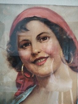 obraz CIGÁNKA V. /dívka, portrét/, olej, František Votruba - 3